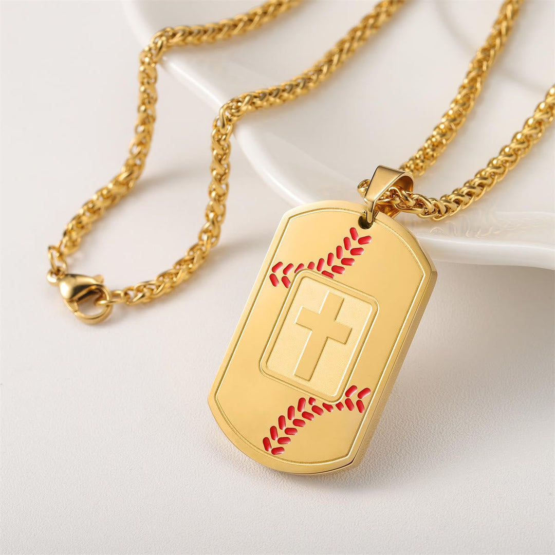 Polished Baseball Dog Tag with Scripture: Constant Grace Reminder for Daily Life