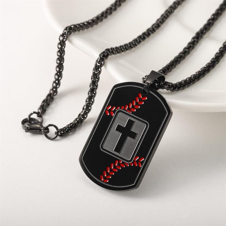 Polished Baseball Dog Tag with Scripture: Constant Grace Reminder for Daily Life