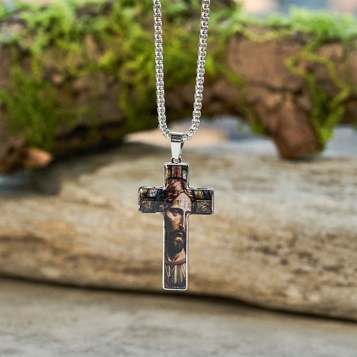 Stained-Image Cross Necklace: Artful Faith Close to the Heart