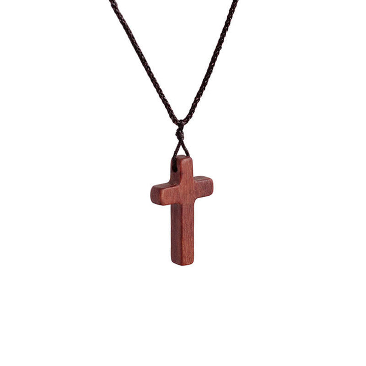 Handcrafted Red Sandalwood Cross Necklace — Simple Devotion, Everyday Wear