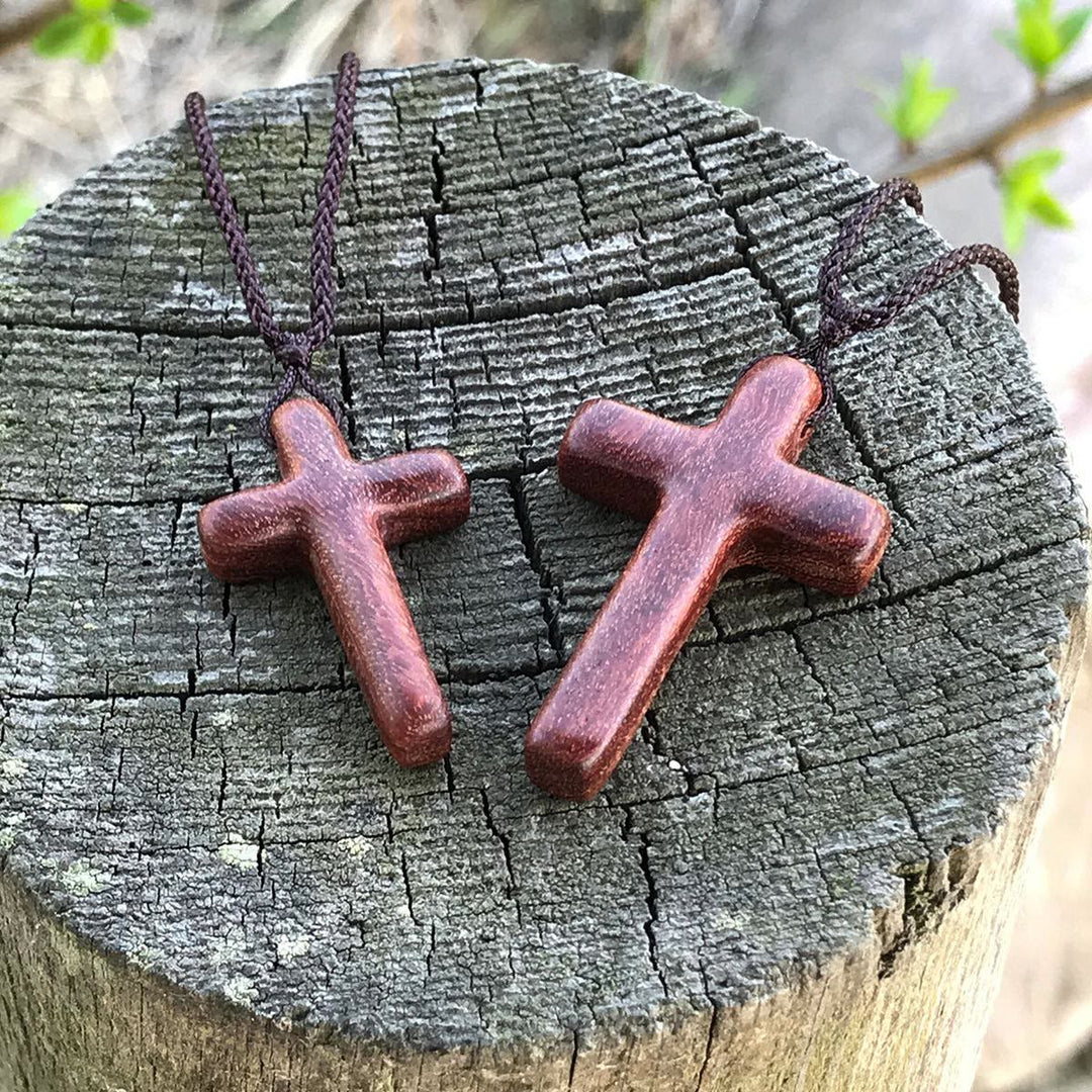 Handcrafted Red Sandalwood Cross Necklace — Simple Devotion, Everyday Wear