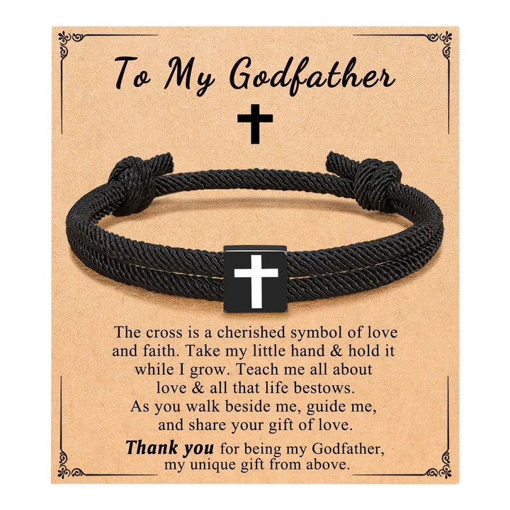 Milano Rope Cross Bracelet with Gift Card: Thoughtful Blessing for Baptism & Milestones