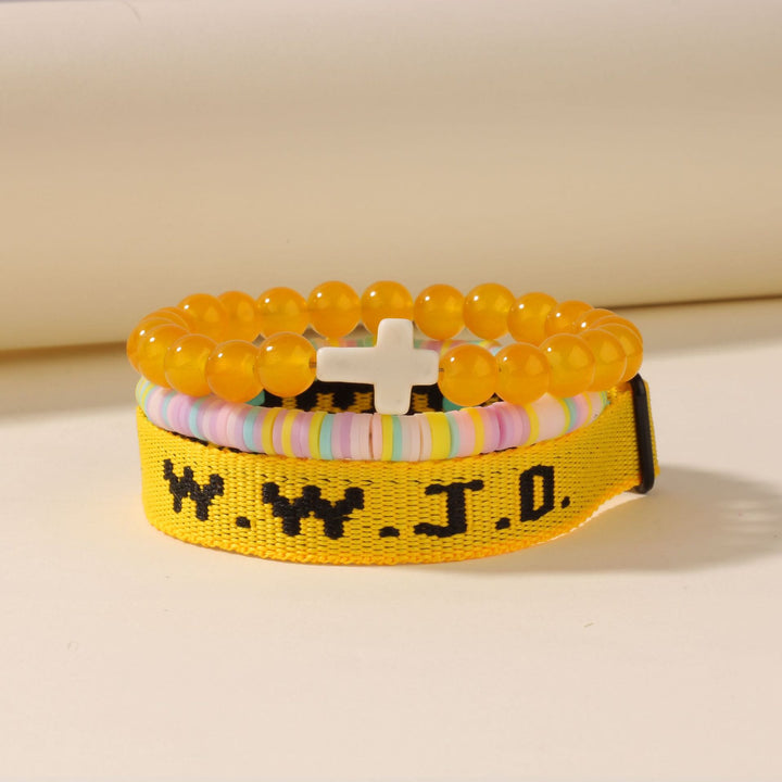 Faith Prompt Bracelet with Cross Bead & WWJD Card: Gift-Ready Keepsake