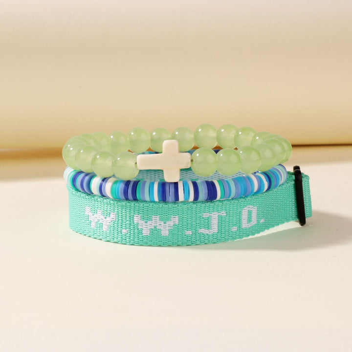 Faith Prompt Bracelet with Cross Bead & WWJD Card: Gift-Ready Keepsake