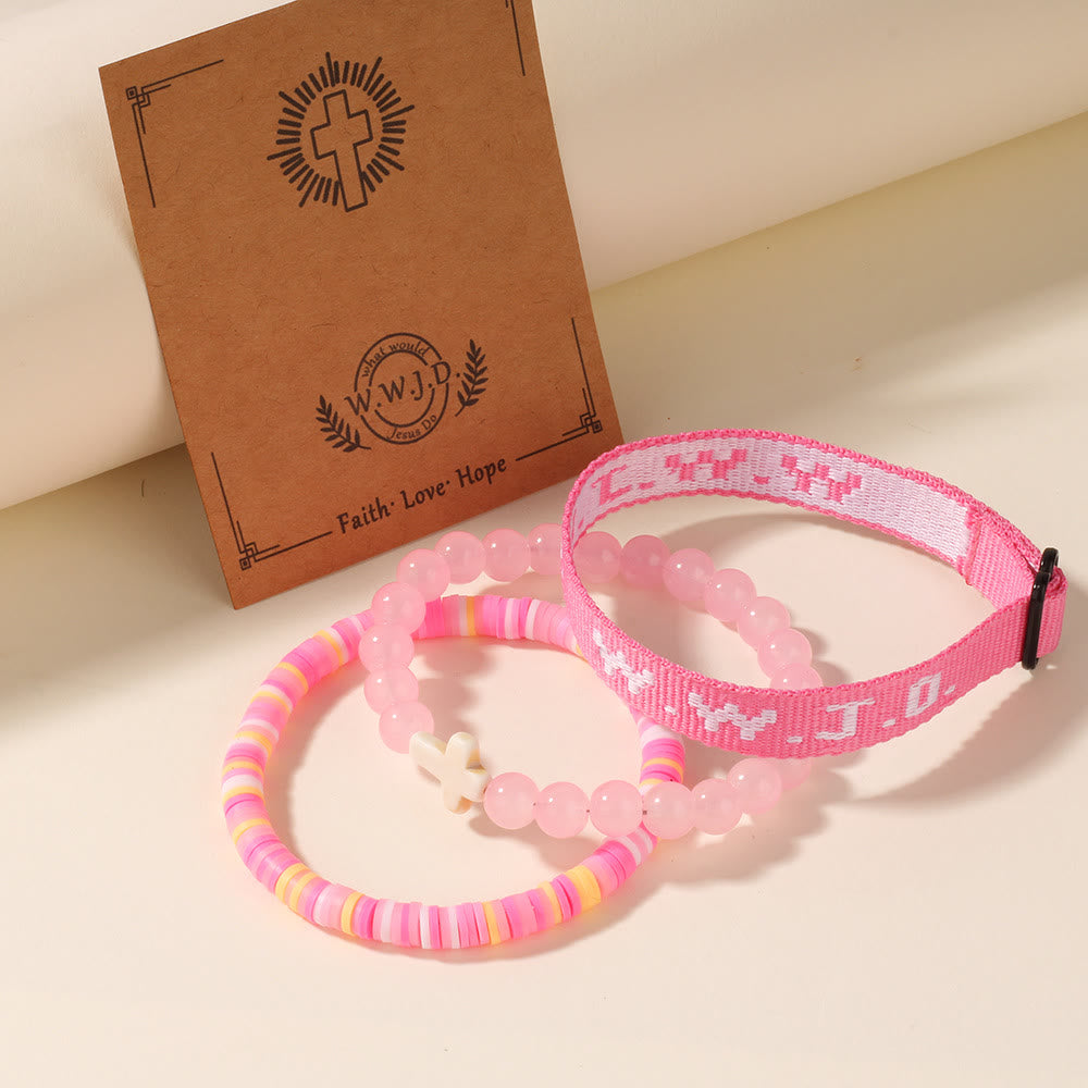 Faith Prompt Bracelet with Cross Bead & WWJD Card: Gift-Ready Keepsake