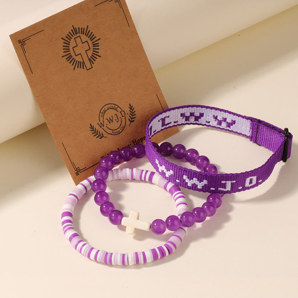 Faith Prompt Bracelet with Cross Bead & WWJD Card: Gift-Ready Keepsake