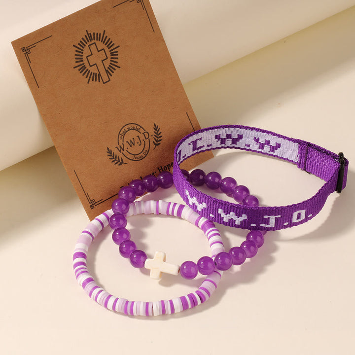 Faith Prompt Bracelet with Cross Bead & WWJD Card: Gift-Ready Keepsake