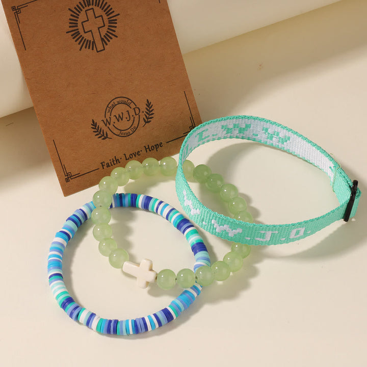 Faith Prompt Bracelet with Cross Bead & WWJD Card: Gift-Ready Keepsake