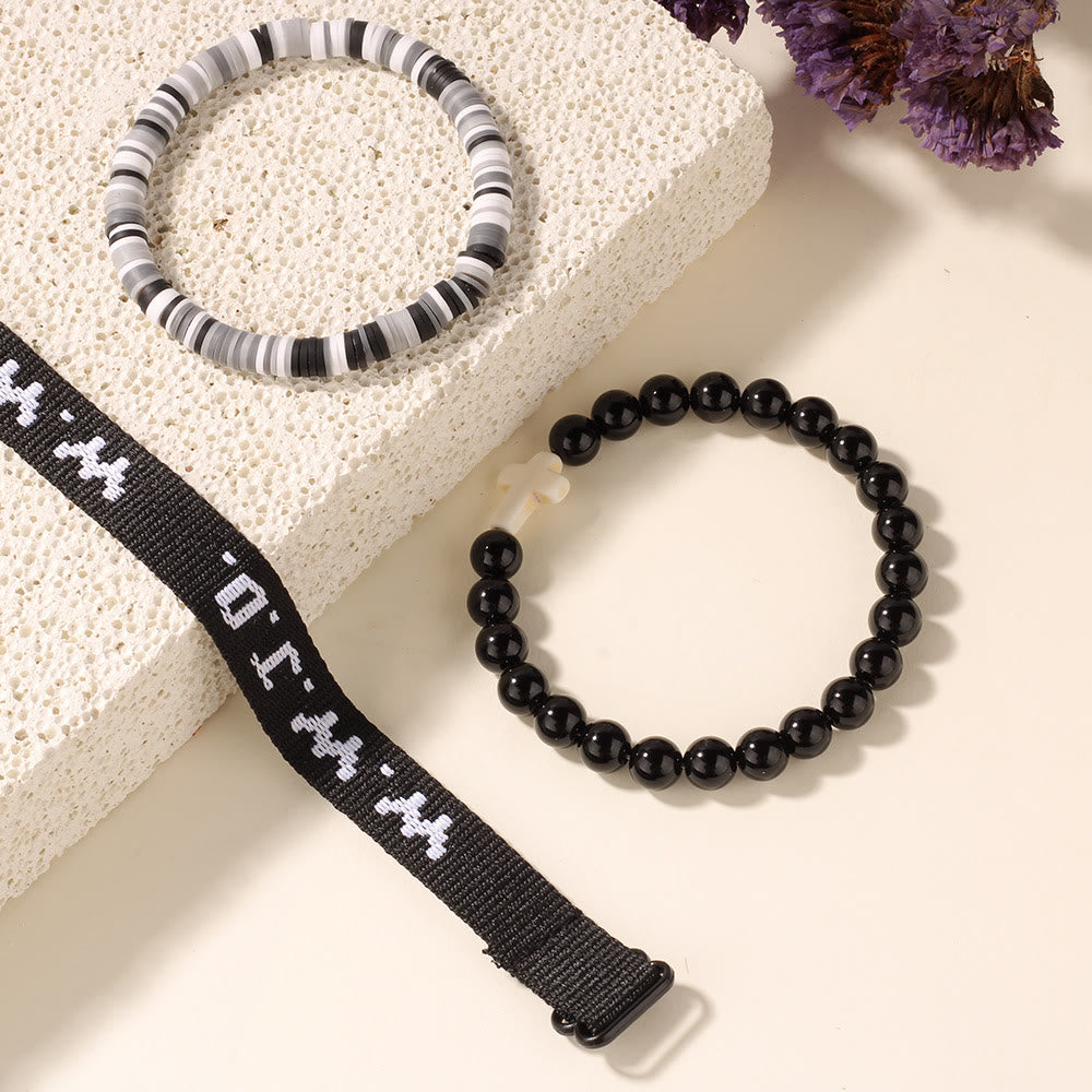Faith Prompt Bracelet with Cross Bead & WWJD Card: Gift-Ready Keepsake