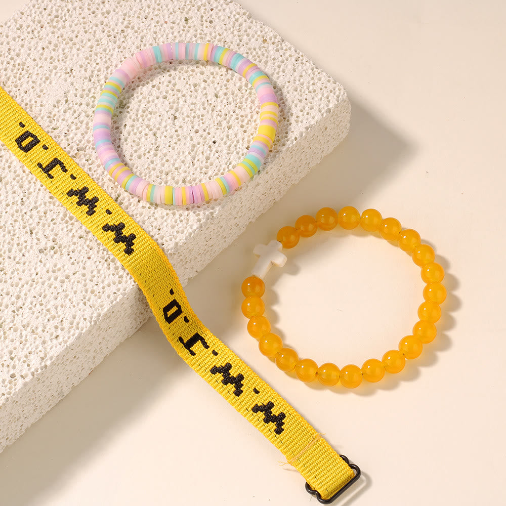 Faith Prompt Bracelet with Cross Bead & WWJD Card: Gift-Ready Keepsake