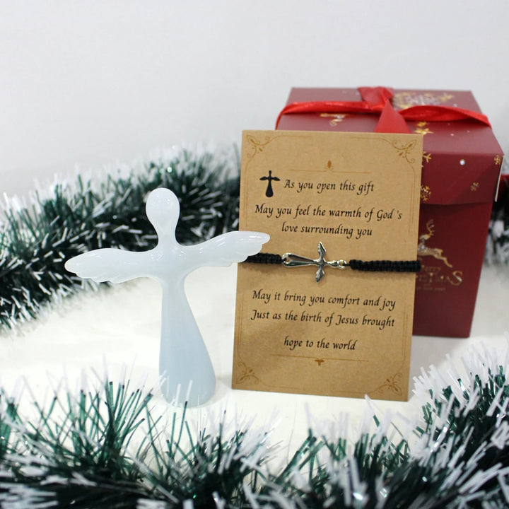 Cross Bracelet & Guardian Angel Cross Set: Tactile Faith Reminder for Daily Moments