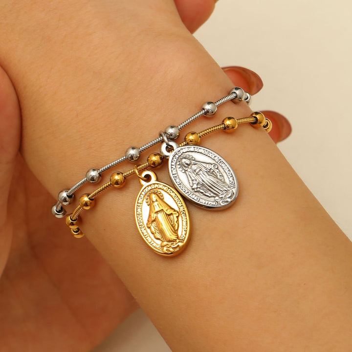 Our Lady Medal with Cross Accent Bracelet: Faith & Care Reminder for Daily Wear
