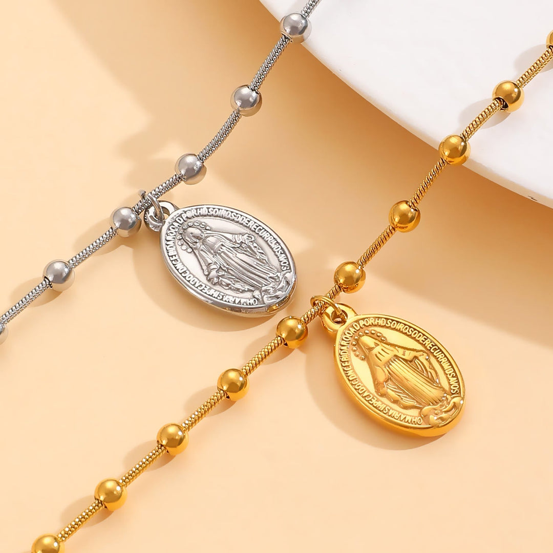 Our Lady Medal with Cross Accent Bracelet: Faith & Care Reminder for Daily Wear