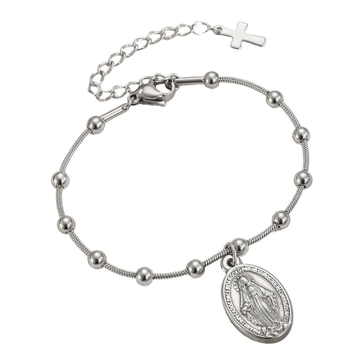 Our Lady Medal with Cross Accent Bracelet: Faith & Care Reminder for Daily Wear