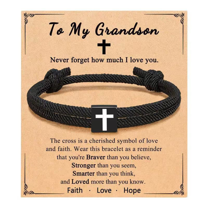 Milano Rope Cross Bracelet with Gift Card: Thoughtful Blessing for Baptism & Milestones