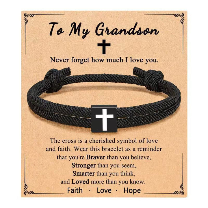 Milano Rope Cross Bracelet with Gift Card: Thoughtful Blessing for Baptism & Milestones