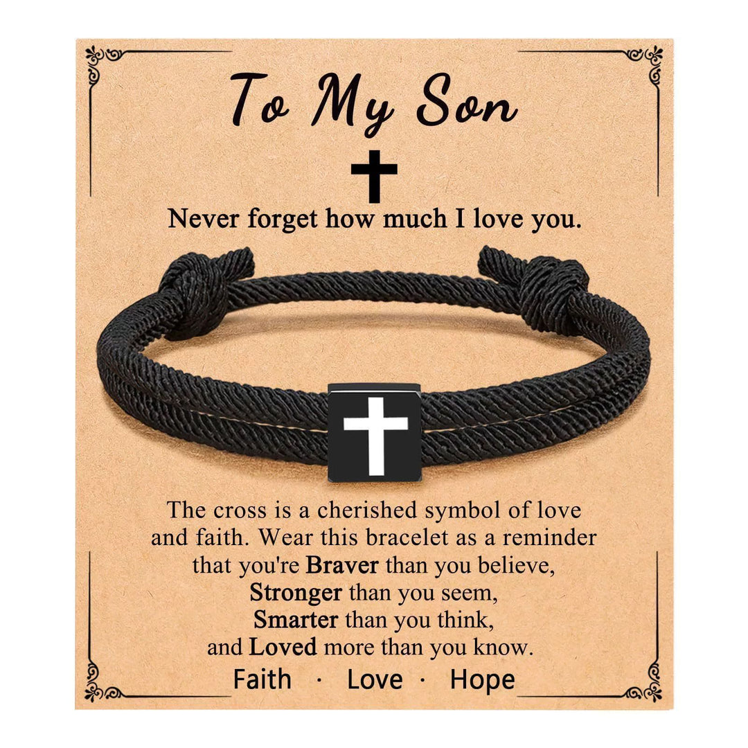 Milano Rope Cross Bracelet with Gift Card: Thoughtful Blessing for Baptism & Milestones