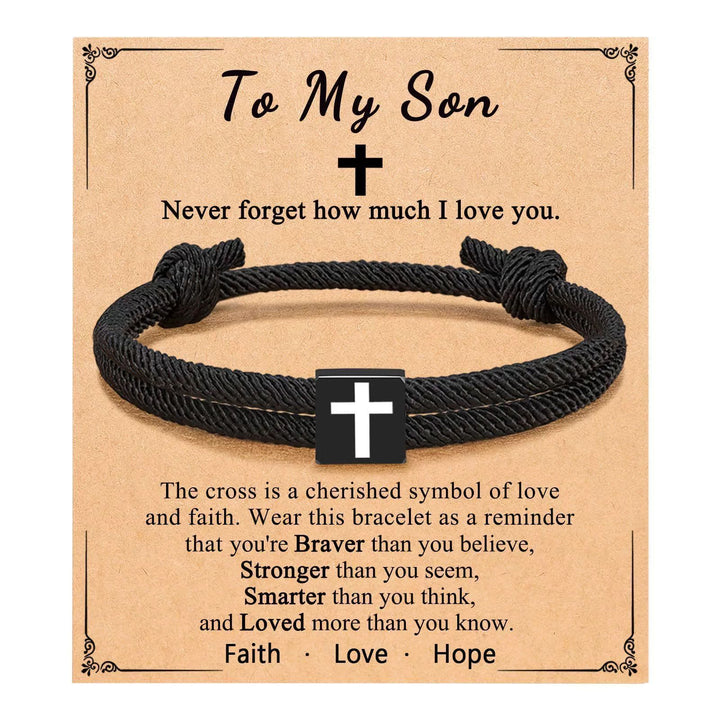 Milano Rope Cross Bracelet with Gift Card: Thoughtful Blessing for Baptism & Milestones