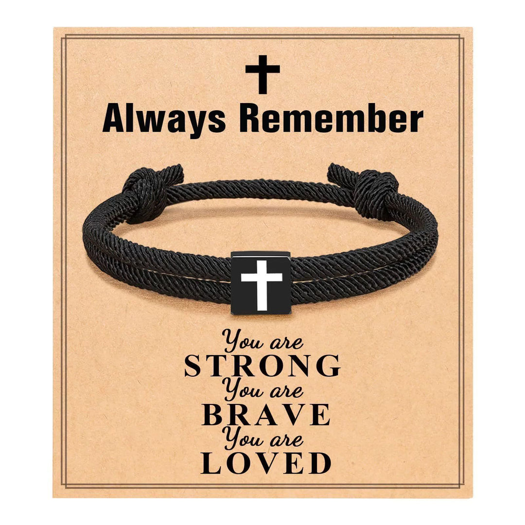 Milano Rope Cross Bracelet with Gift Card: Thoughtful Blessing for Baptism & Milestones