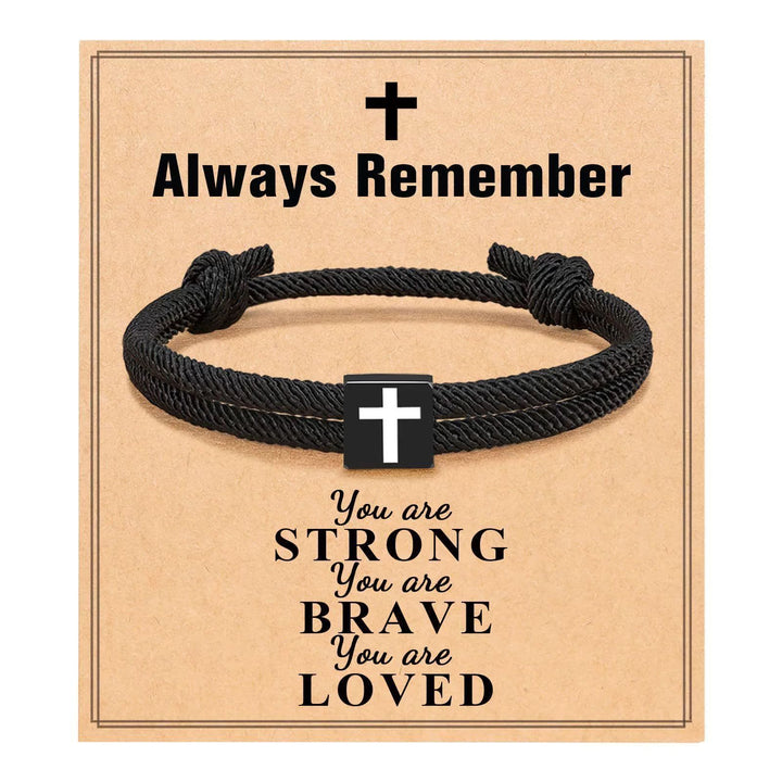 Milano Rope Cross Bracelet with Gift Card: Thoughtful Blessing for Baptism & Milestones