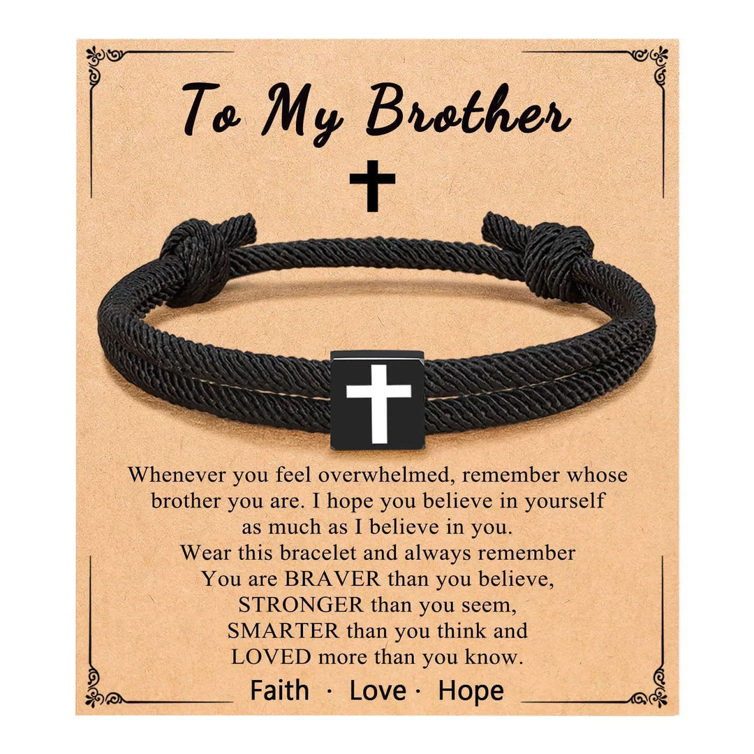 Milano Rope Cross Bracelet with Gift Card: Thoughtful Blessing for Baptism & Milestones