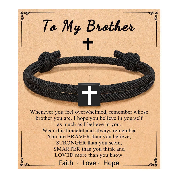 Milano Rope Cross Bracelet with Gift Card: Thoughtful Blessing for Baptism & Milestones