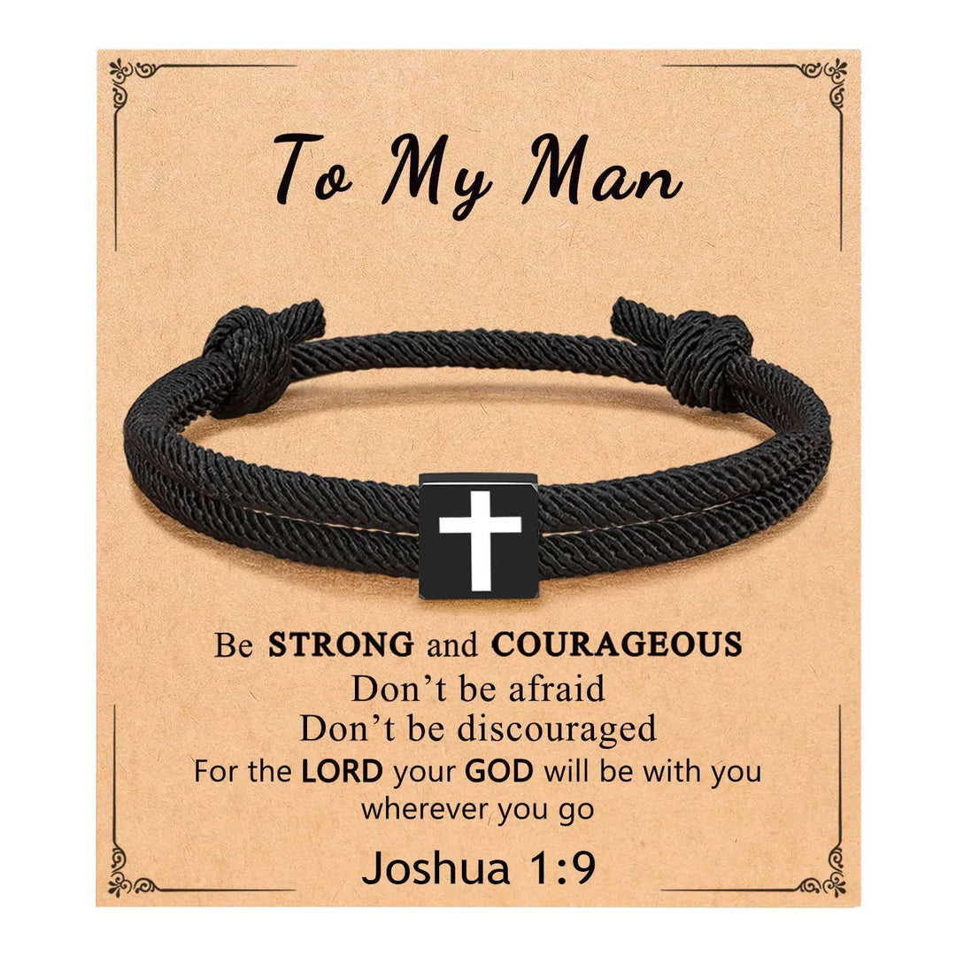 Milano Rope Cross Bracelet with Gift Card: Thoughtful Blessing for Baptism & Milestones