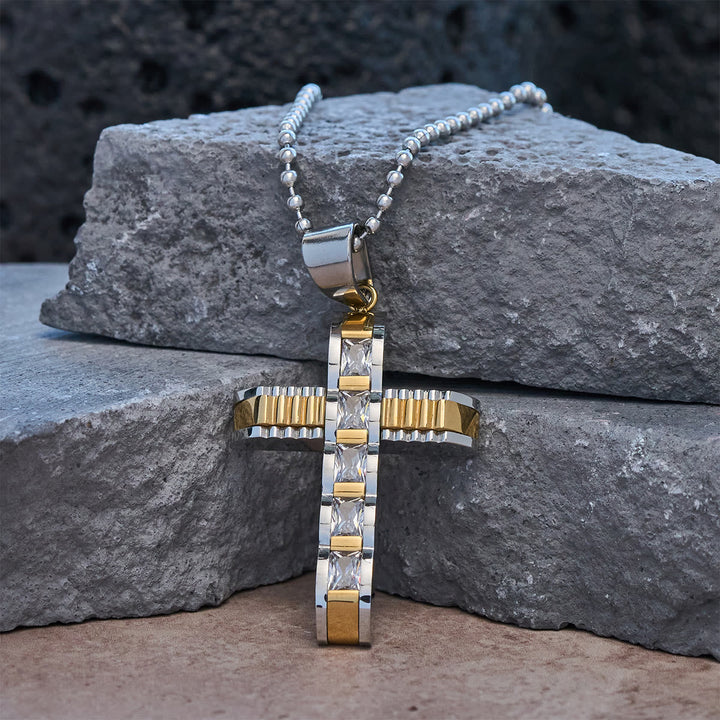 4-Color Alloy Zircon Cross Necklace: Small Daily Faith Token for Personal Style