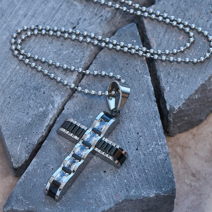 4-Color Alloy Zircon Cross Necklace: Small Daily Faith Token for Personal Style