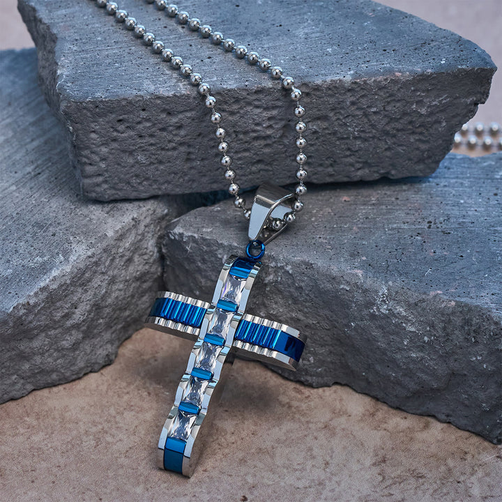 4-Color Alloy Zircon Cross Necklace: Small Daily Faith Token for Personal Style