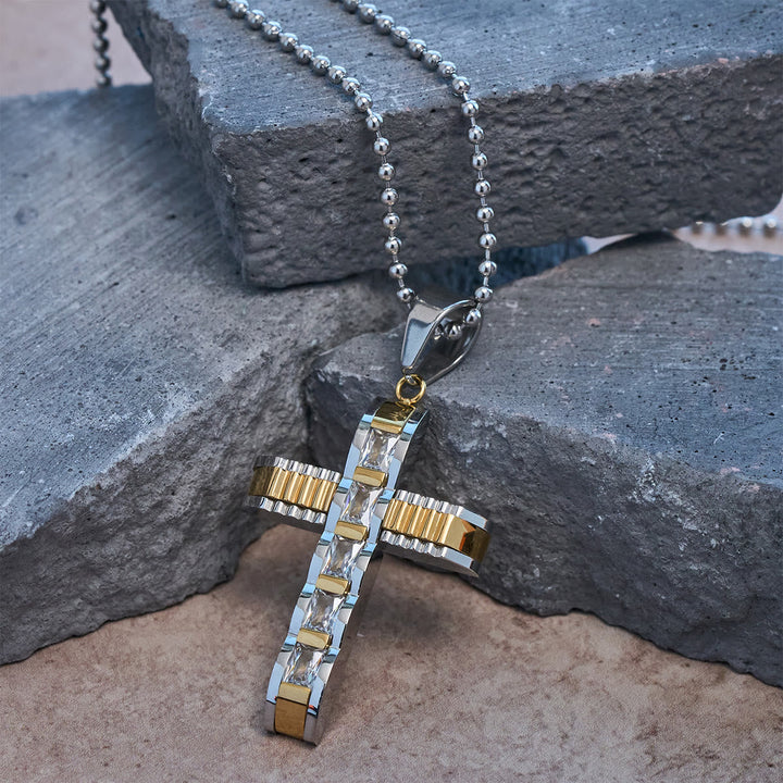 4-Color Alloy Zircon Cross Necklace: Small Daily Faith Token for Personal Style