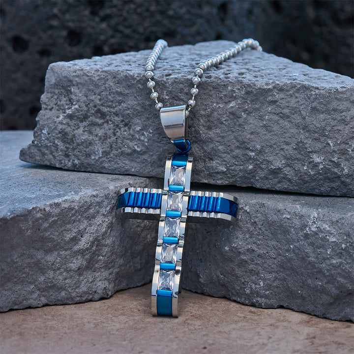 4-Color Alloy Zircon Cross Necklace: Small Daily Faith Token for Personal Style