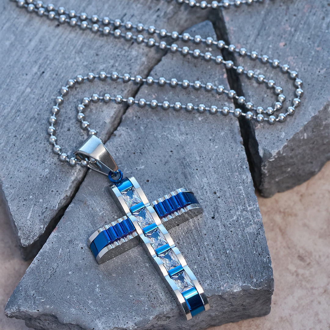 4-Color Alloy Zircon Cross Necklace: Small Daily Faith Token for Personal Style
