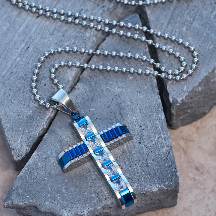 4-Color Alloy Zircon Cross Necklace: Small Daily Faith Token for Personal Style