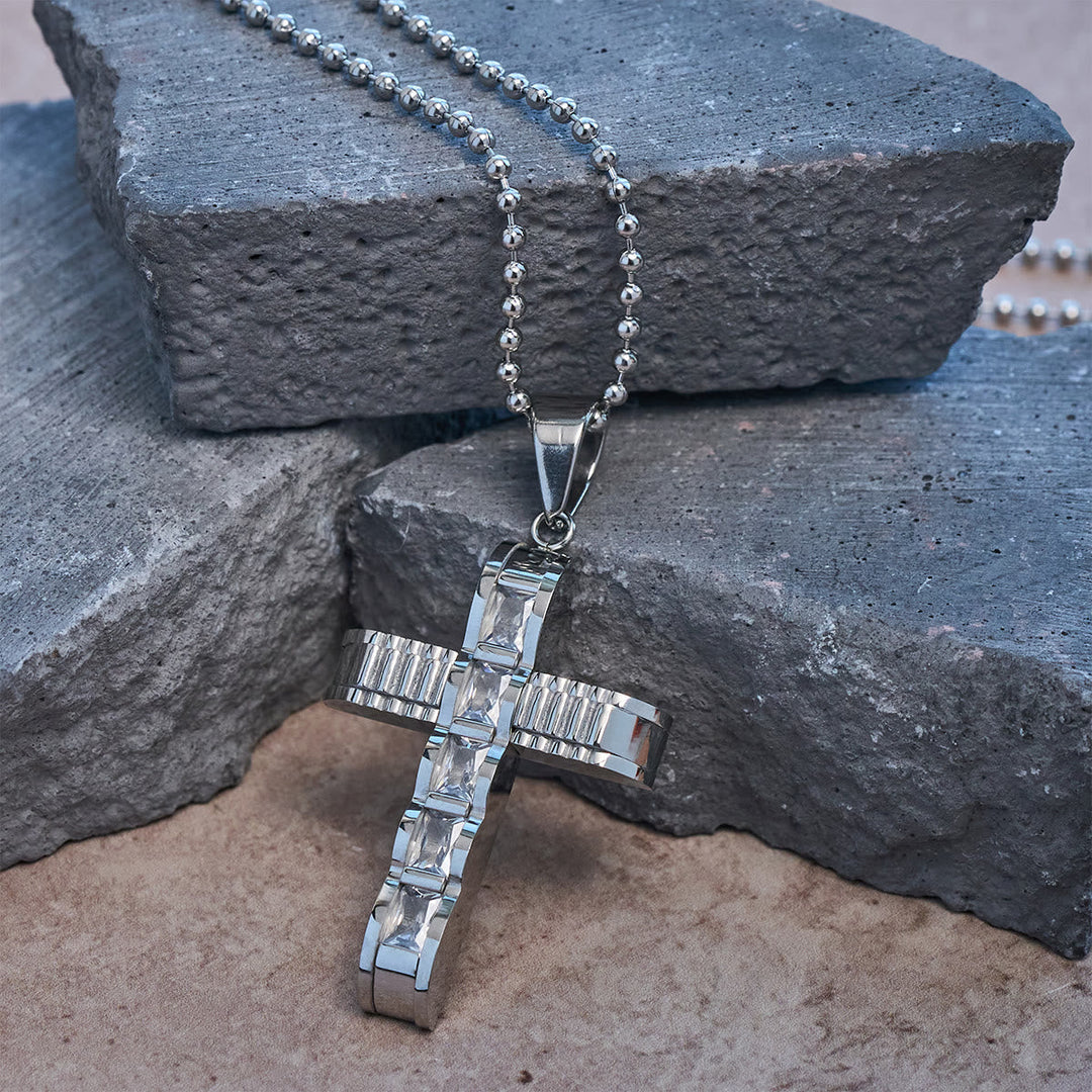 4-Color Alloy Zircon Cross Necklace: Small Daily Faith Token for Personal Style