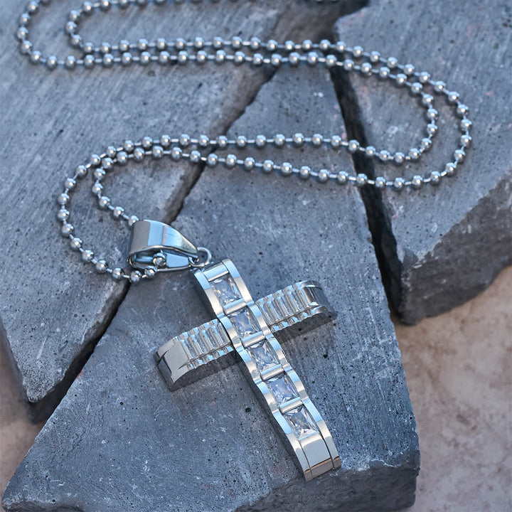 4-Color Alloy Zircon Cross Necklace: Small Daily Faith Token for Personal Style
