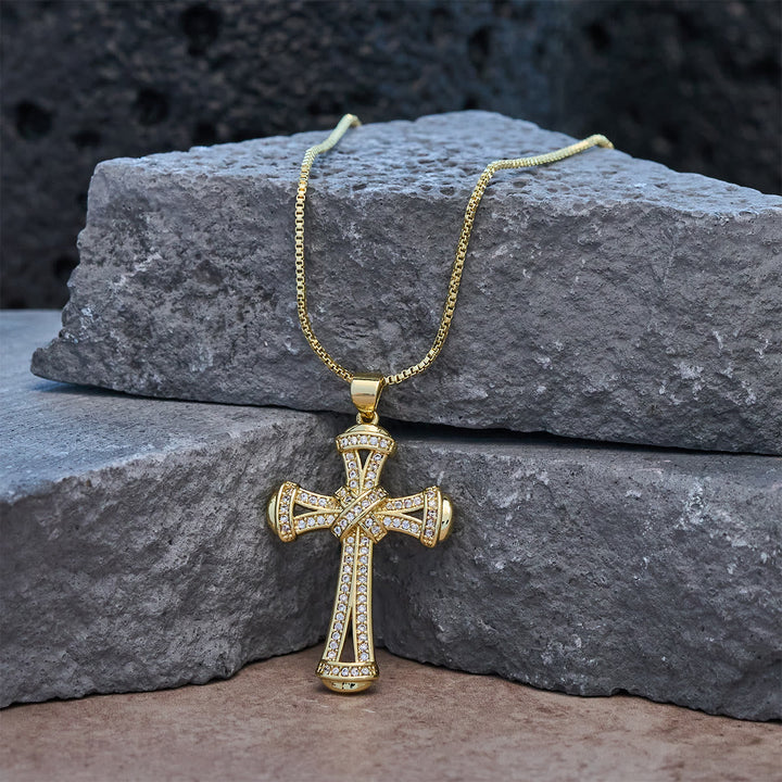 Copper Zircon Cross with Knot Necklace: Faith & Radiance Reminder for Daily Wear