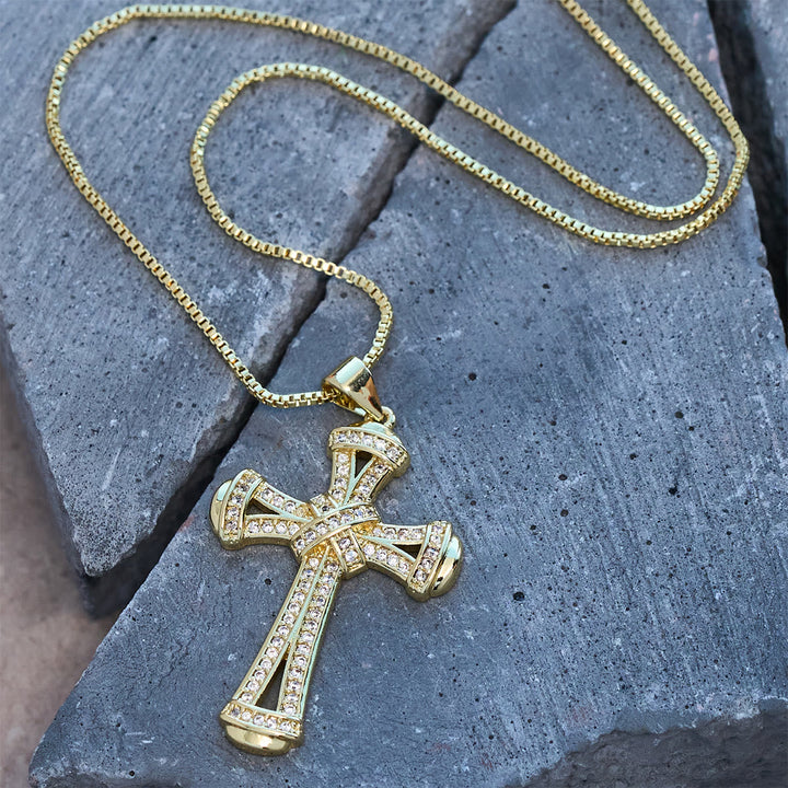 Copper Zircon Cross with Knot Necklace: Faith & Radiance Reminder for Daily Wear