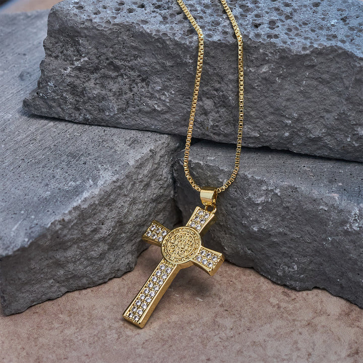 St. Benedict Emblem Series Cross Necklace: Faith & Grace Reminder for Daily Wear