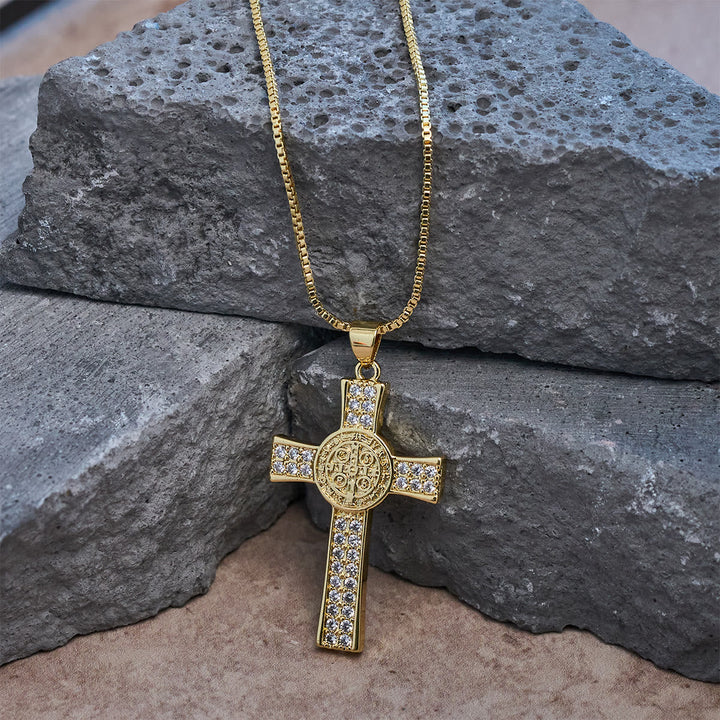 St. Benedict Emblem Series Cross Necklace: Faith & Grace Reminder for Daily Wear