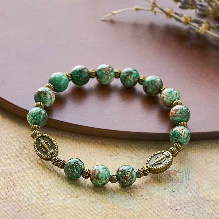 Oil-Painting Glass Rosary, Bracelet: Faith & Grace Reminder for Quiet Moments
