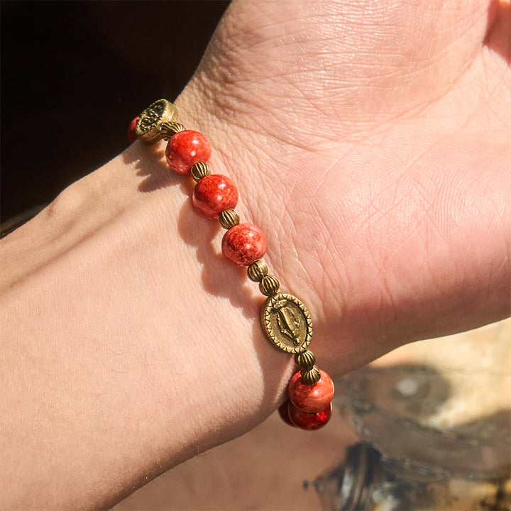Oil-Painting Glass Rosary, Bracelet: Faith & Grace Reminder for Quiet Moments