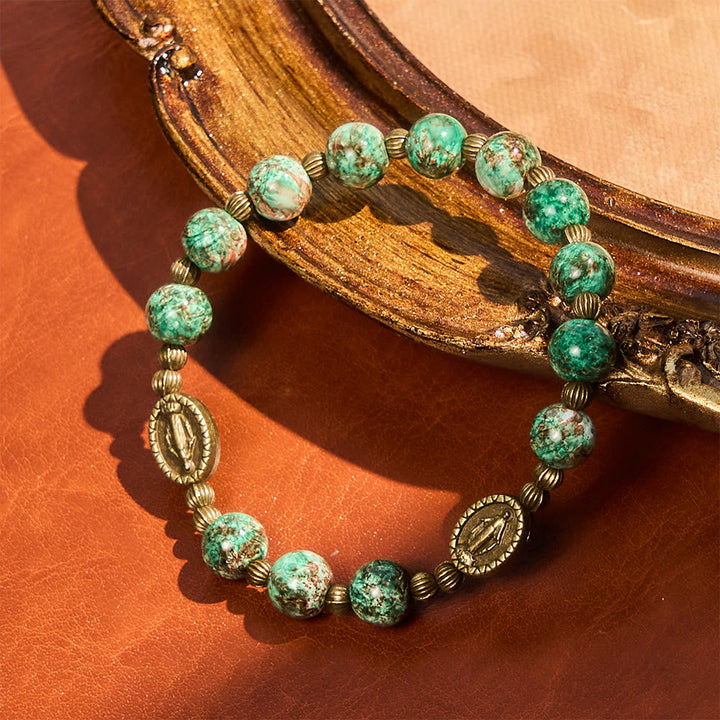 Oil-Painting Glass Rosary, Bracelet: Faith & Grace Reminder for Quiet Moments