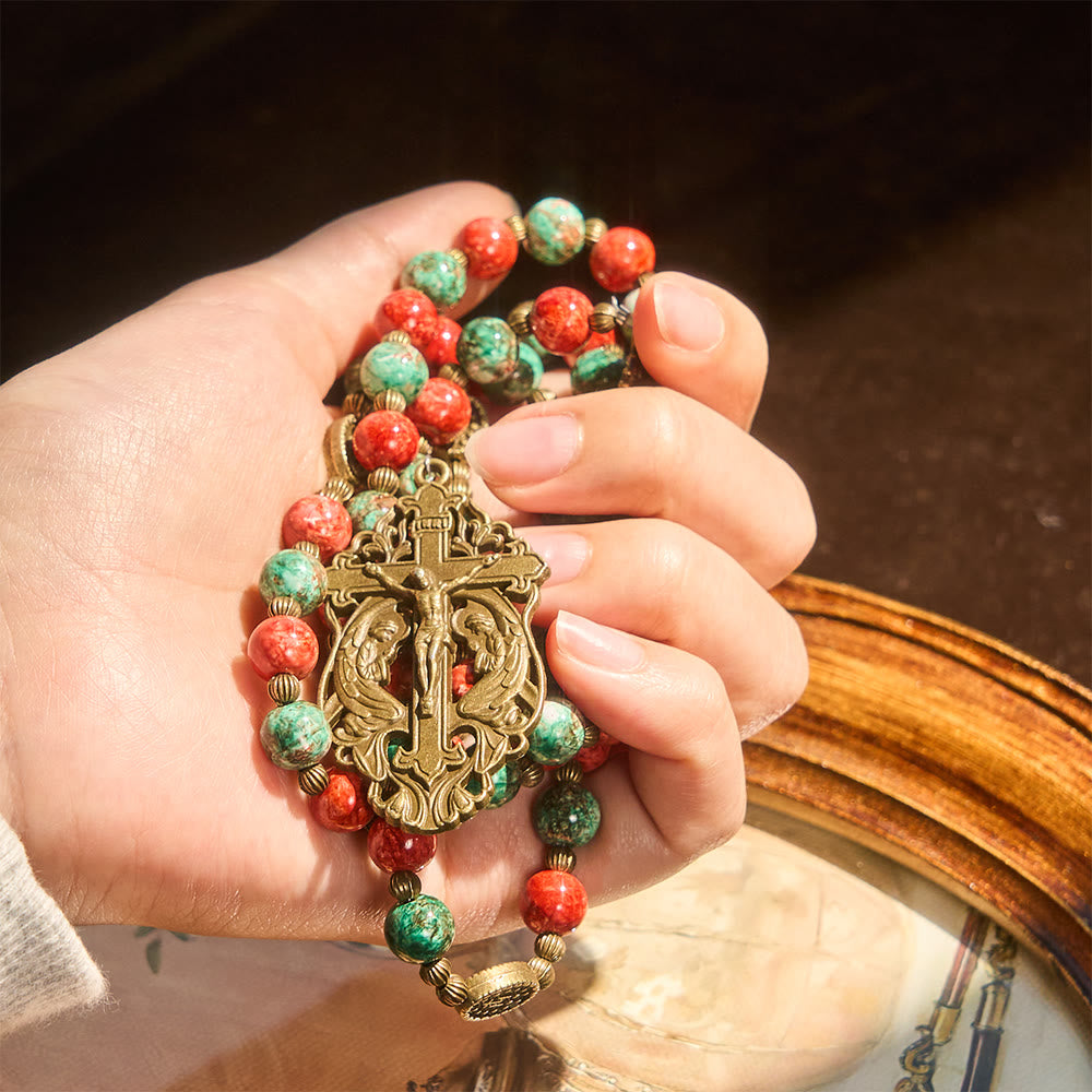 Oil-Painting Glass Rosary, Bracelet: Faith & Grace Reminder for Quiet Moments