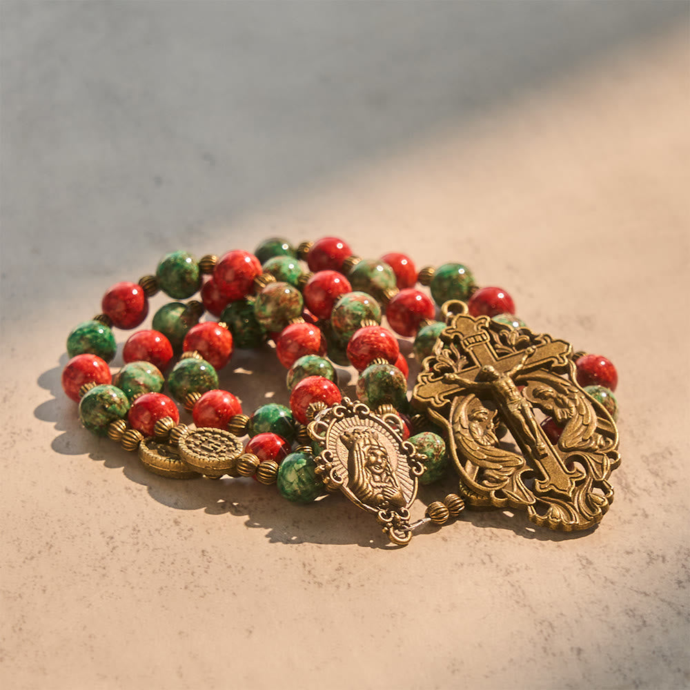 Oil-Painting Glass Rosary, Bracelet: Faith & Grace Reminder for Quiet Moments