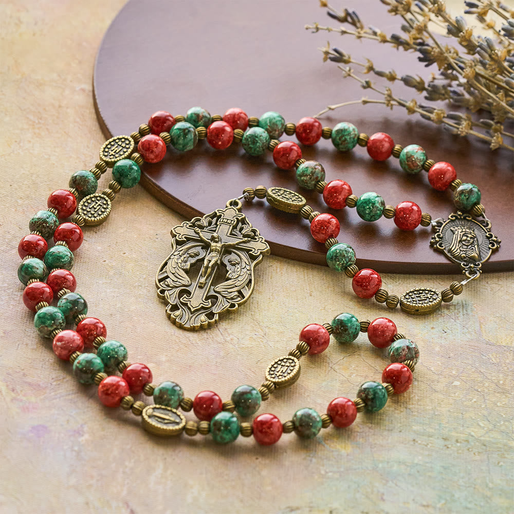 Oil-Painting Glass Rosary, Bracelet: Faith & Grace Reminder for Quiet Moments