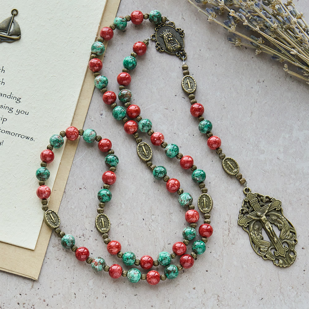 Oil-Painting Glass Rosary, Bracelet: Faith & Grace Reminder for Quiet Moments