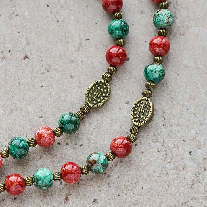 Oil-Painting Glass Rosary, Bracelet: Faith & Grace Reminder for Quiet Moments