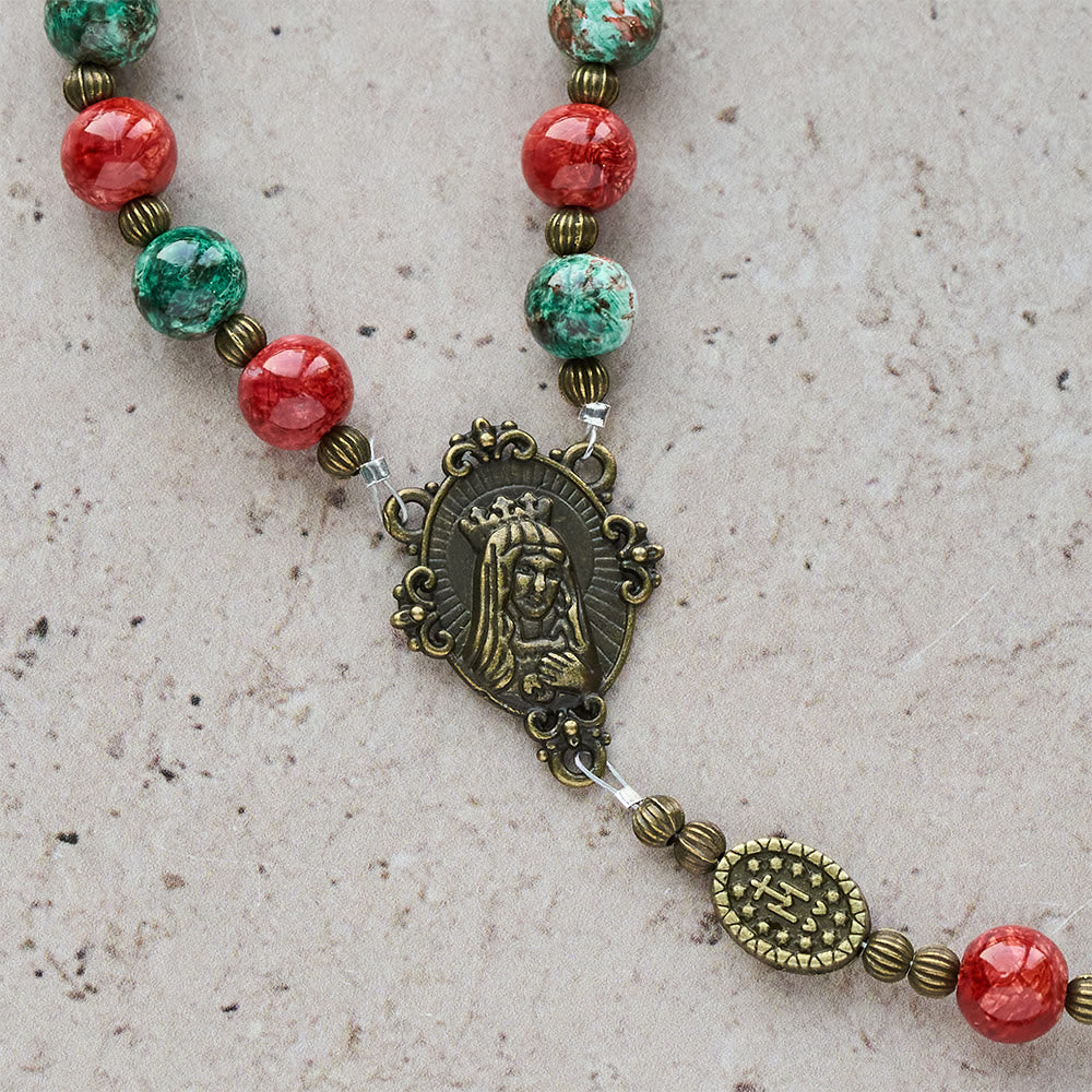Oil-Painting Glass Rosary, Bracelet: Faith & Grace Reminder for Quiet Moments