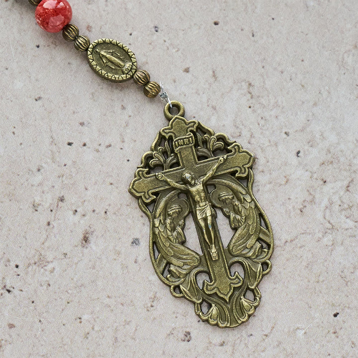 Oil-Painting Glass Rosary, Bracelet: Faith & Grace Reminder for Quiet Moments